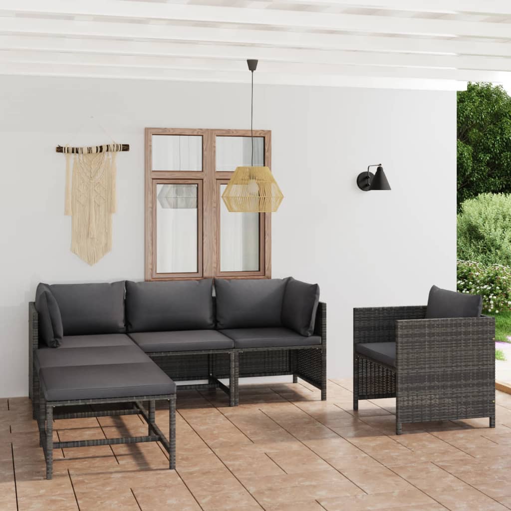 3-Tlg. Garten-Lounge-Set Mit Kissen Poly Rattan