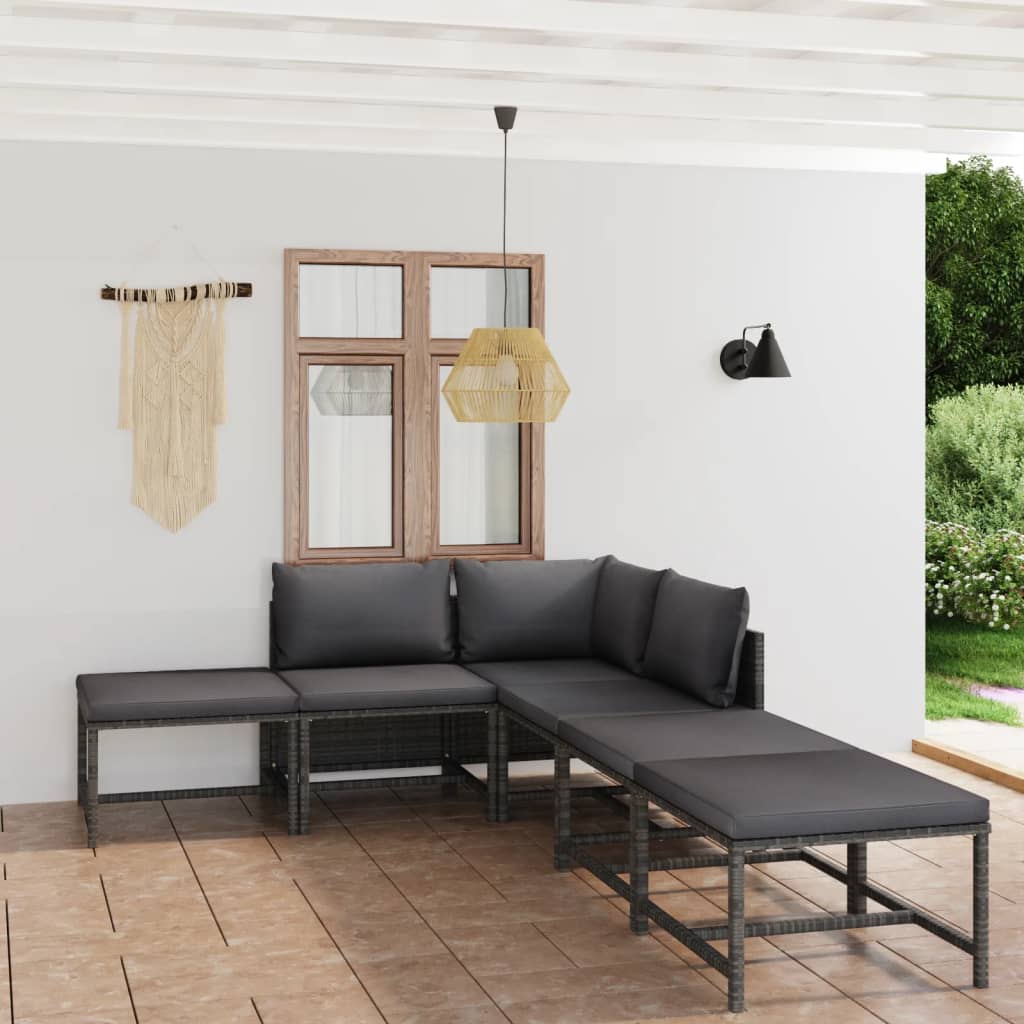 3-Tlg. Garten-Lounge-Set Mit Kissen Poly Rattan