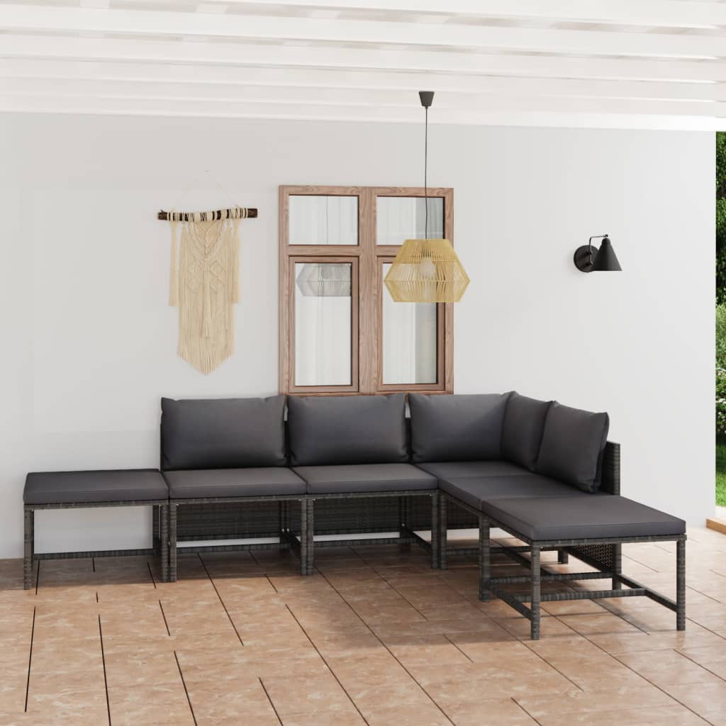3-Tlg. Garten-Lounge-Set Mit Kissen Poly Rattan