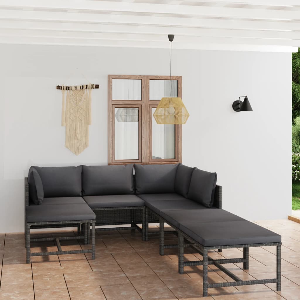 3-Tlg. Garten-Lounge-Set Mit Kissen Poly Rattan