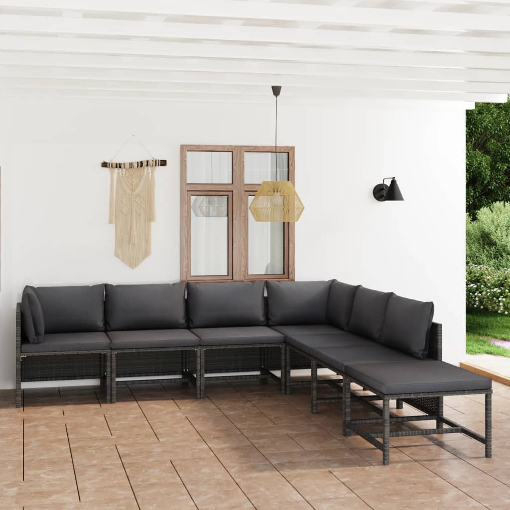 3-Tlg. Garten-Lounge-Set Mit Kissen Poly Rattan