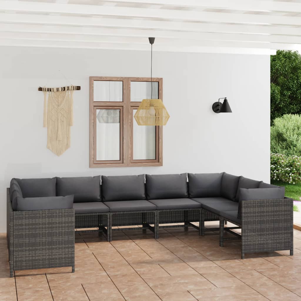 3-Tlg. Garten-Lounge-Set Mit Kissen Poly Rattan