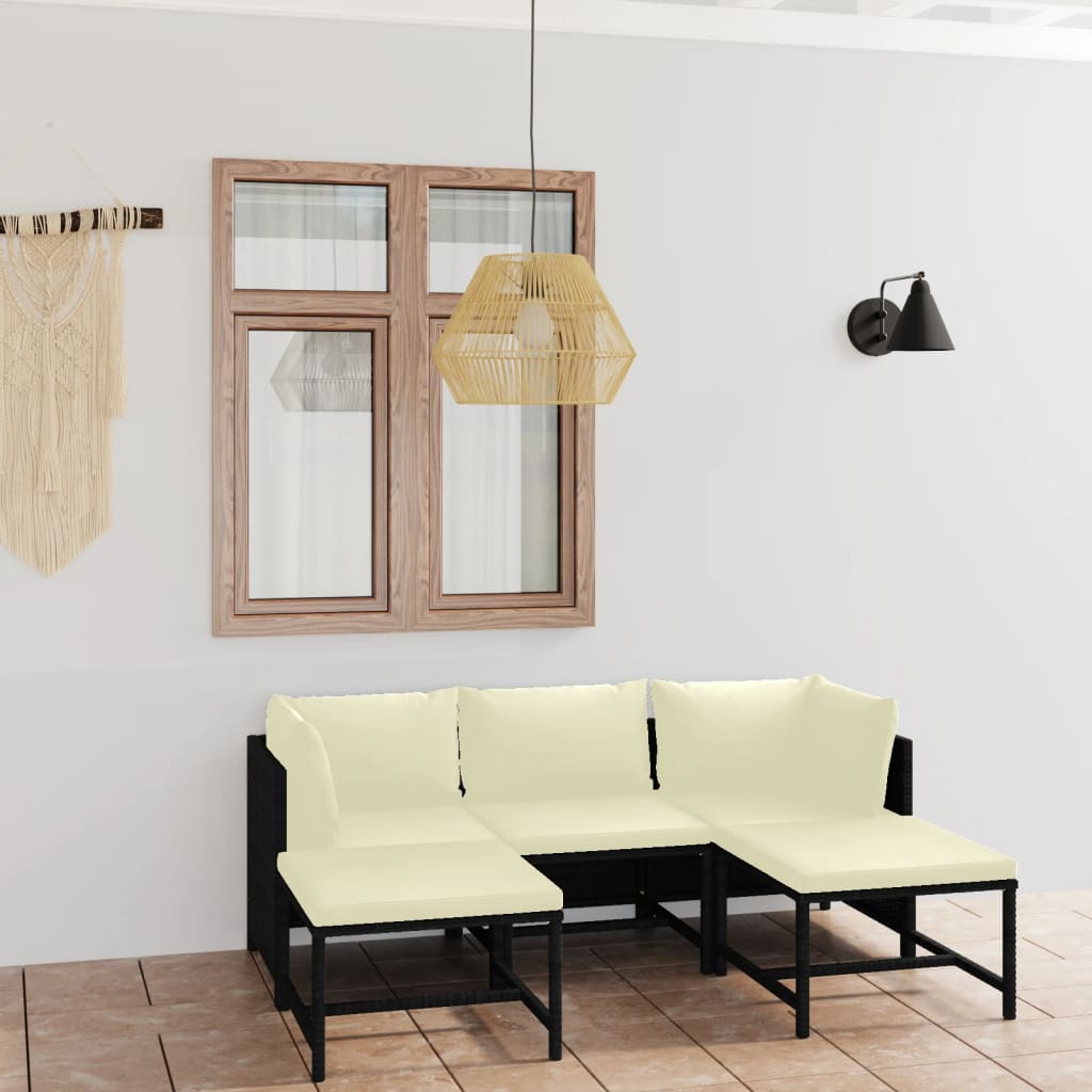 3-Tlg. Garten-Lounge-Set Mit Kissen Poly Rattan