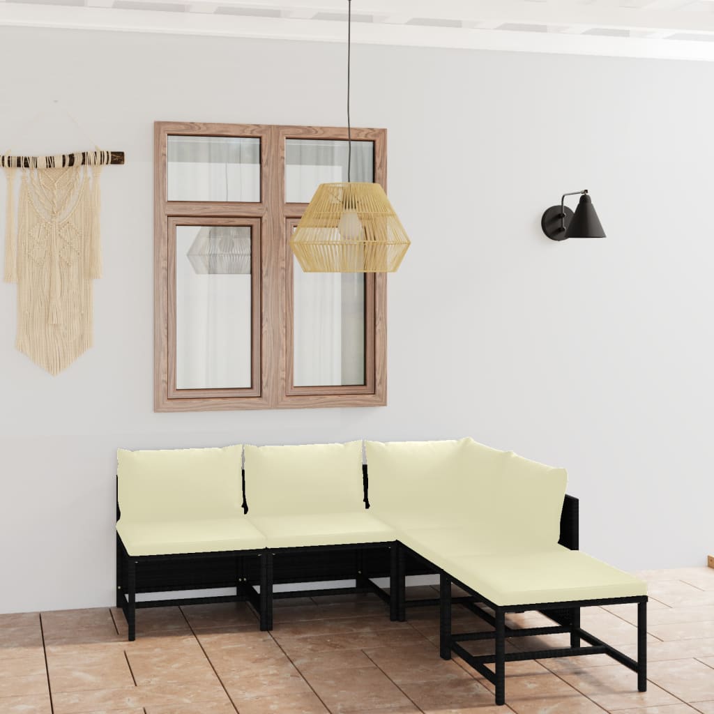 3-Tlg. Garten-Lounge-Set Mit Kissen Poly Rattan