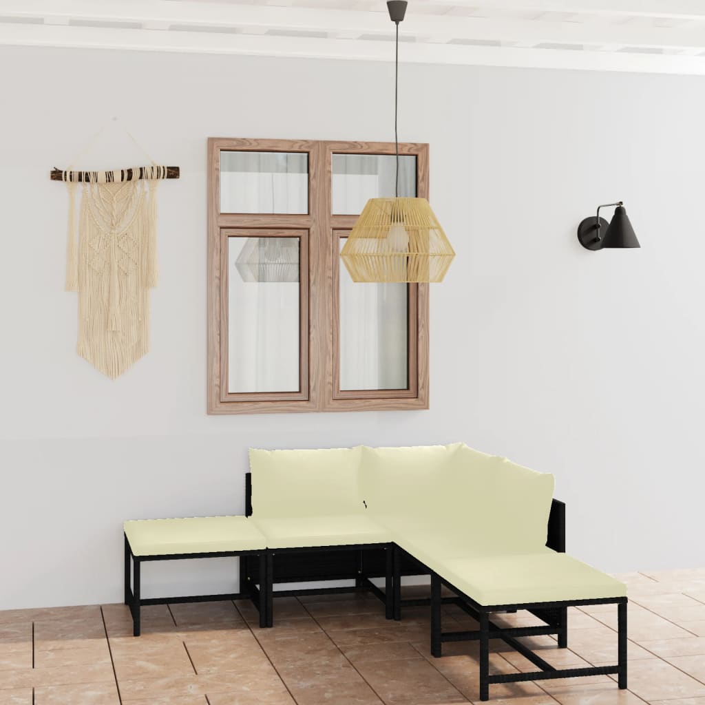 3-Tlg. Garten-Lounge-Set Mit Kissen Poly Rattan