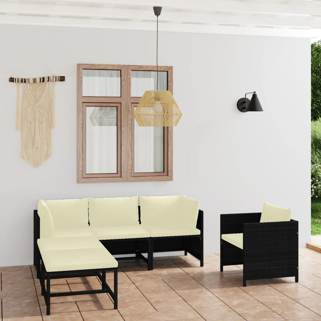 3-Tlg. Garten-Lounge-Set Mit Kissen Poly Rattan