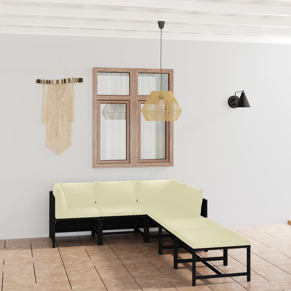 3-Tlg. Garten-Lounge-Set Mit Kissen Poly Rattan