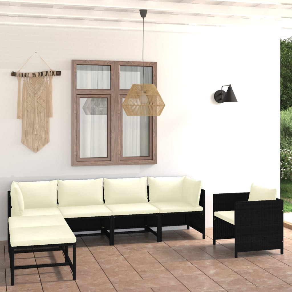 3-Tlg. Garten-Lounge-Set Mit Kissen Poly Rattan