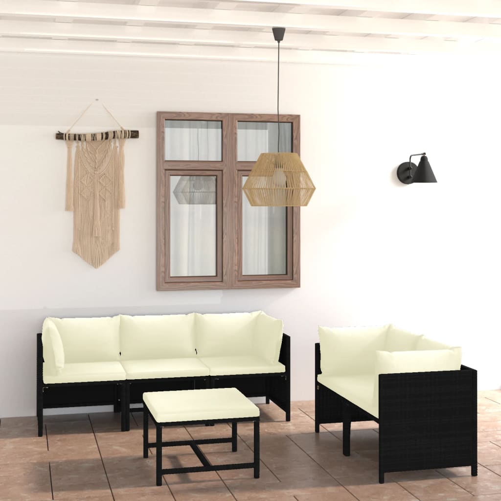 3-Tlg. Garten-Lounge-Set Mit Kissen Poly Rattan
