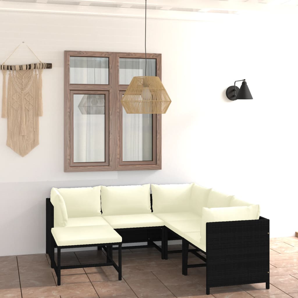 3-Tlg. Garten-Lounge-Set Mit Kissen Poly Rattan