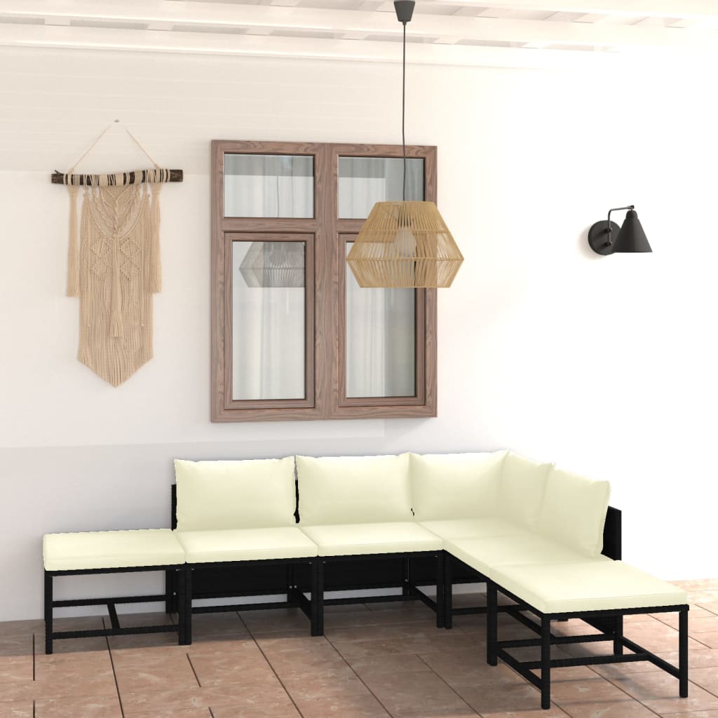 3-Tlg. Garten-Lounge-Set Mit Kissen Poly Rattan