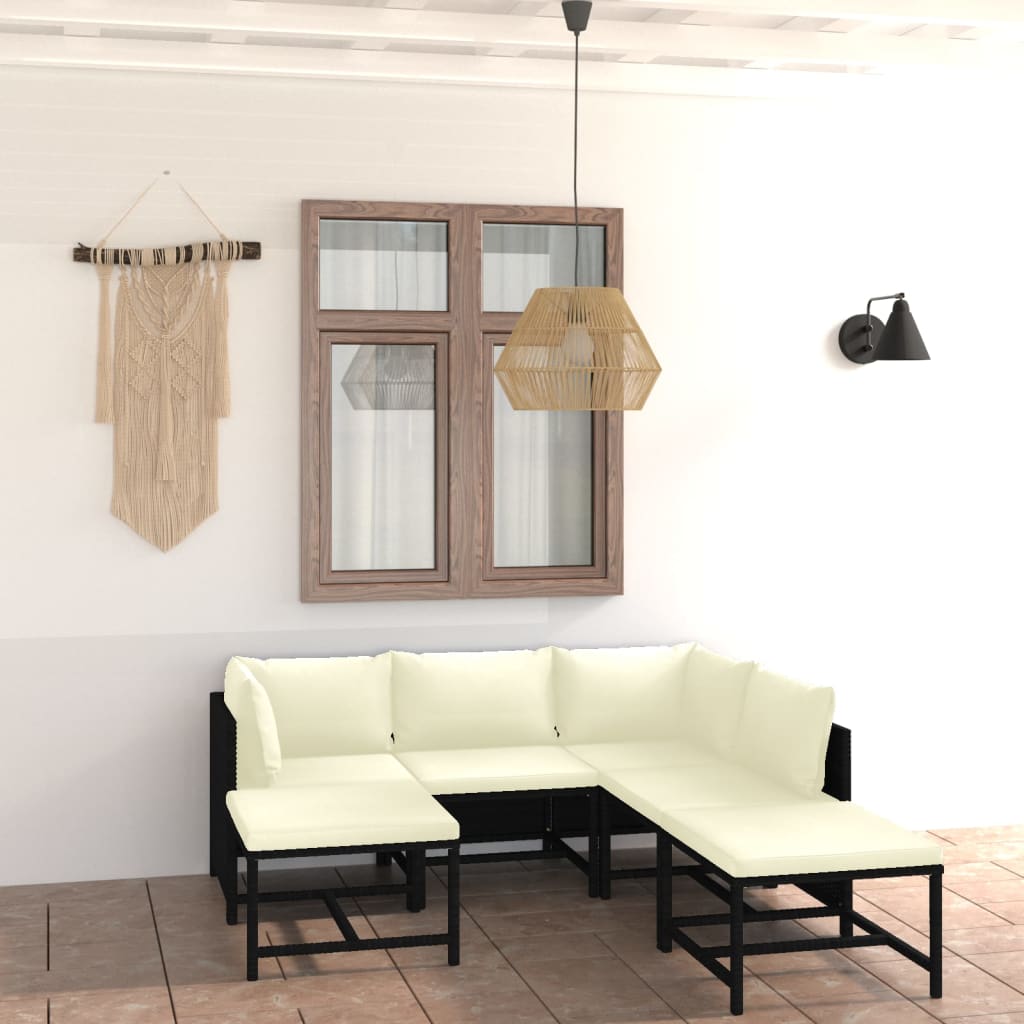3-Tlg. Garten-Lounge-Set Mit Kissen Poly Rattan