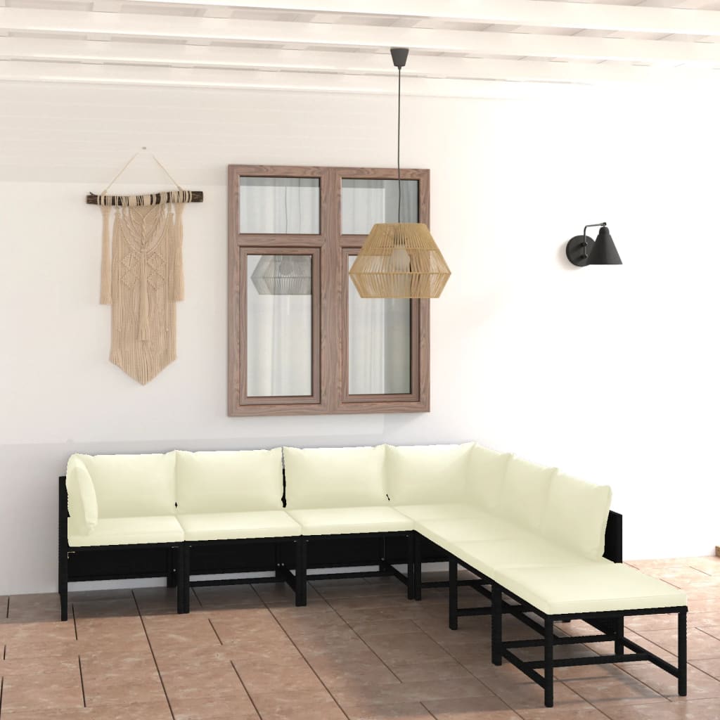 3-Tlg. Garten-Lounge-Set Mit Kissen Poly Rattan