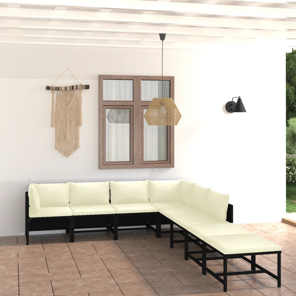 3-Tlg. Garten-Lounge-Set Mit Kissen Poly Rattan