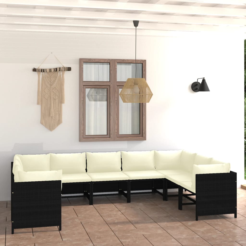 3-Tlg. Garten-Lounge-Set Mit Kissen Poly Rattan