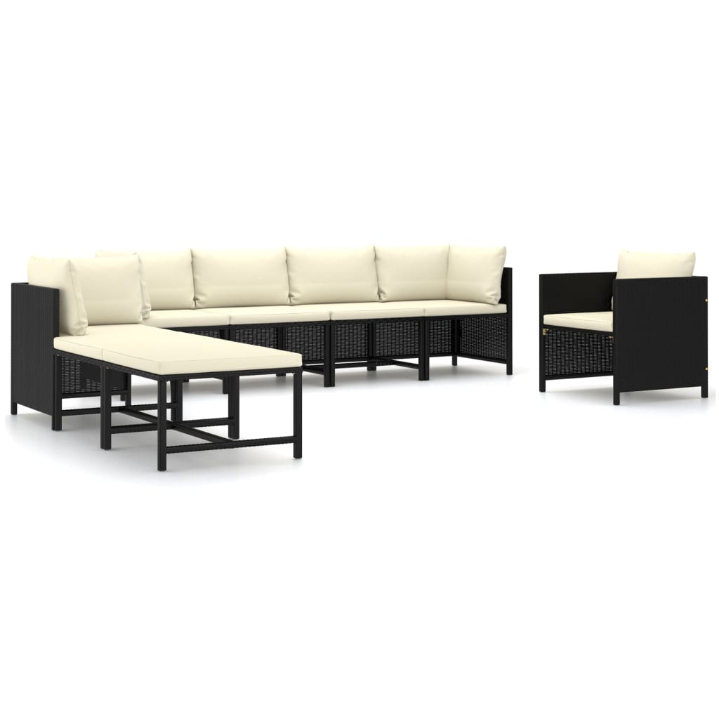 8-Tlg. Garten-Lounge-Set Mit Kissen Poly Rattan