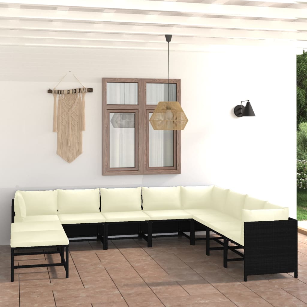 3-Tlg. Garten-Lounge-Set Mit Kissen Poly Rattan