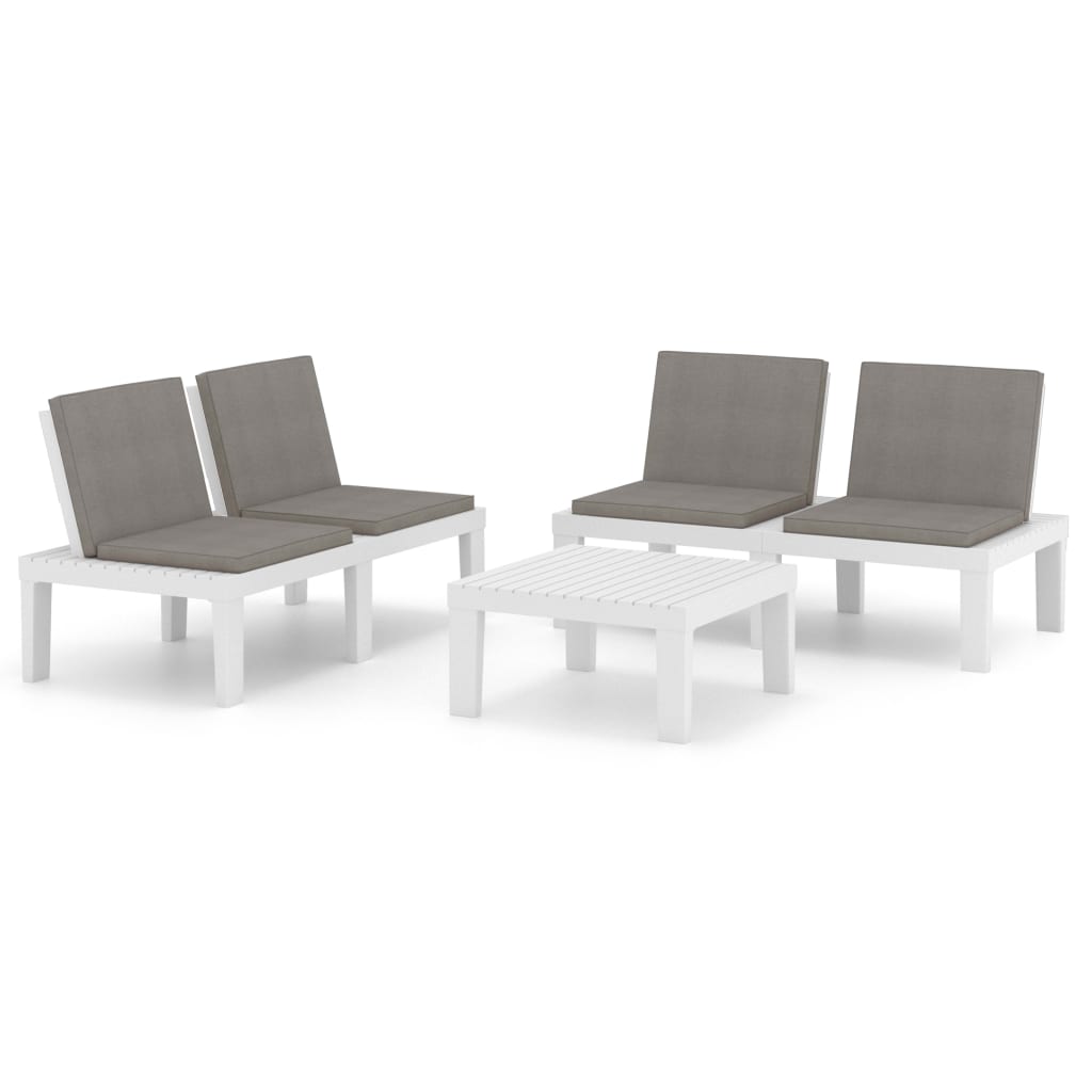 3-Tlg. Garten-Lounge-Set Mit Kissen Kunststoff