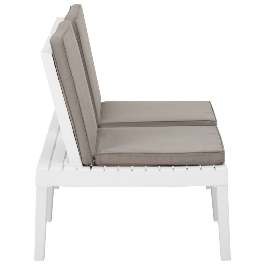 3-Tlg. Garten-Lounge-Set Mit Kissen Kunststoff