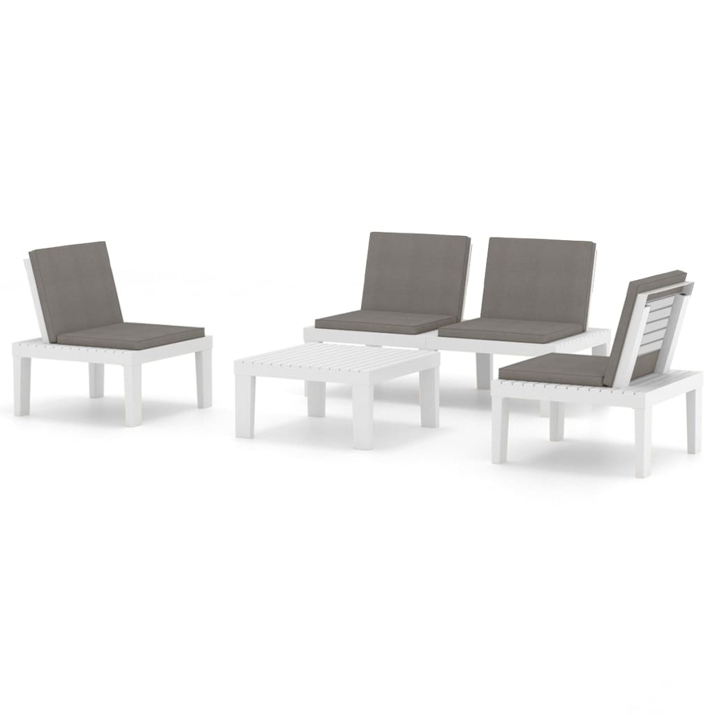 4-Tlg. Garten-Lounge-Set Mit Kissen Kunststoff