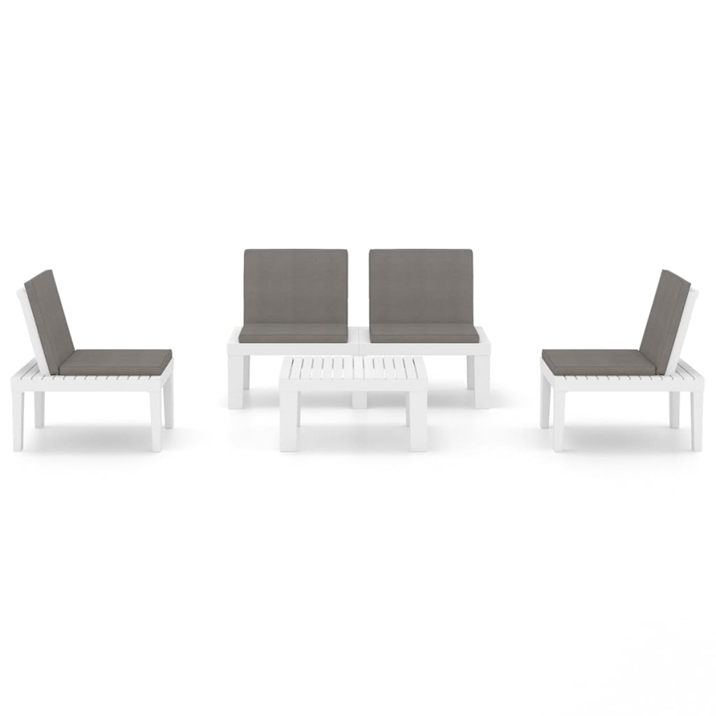 4-Tlg. Garten-Lounge-Set Mit Kissen Kunststoff