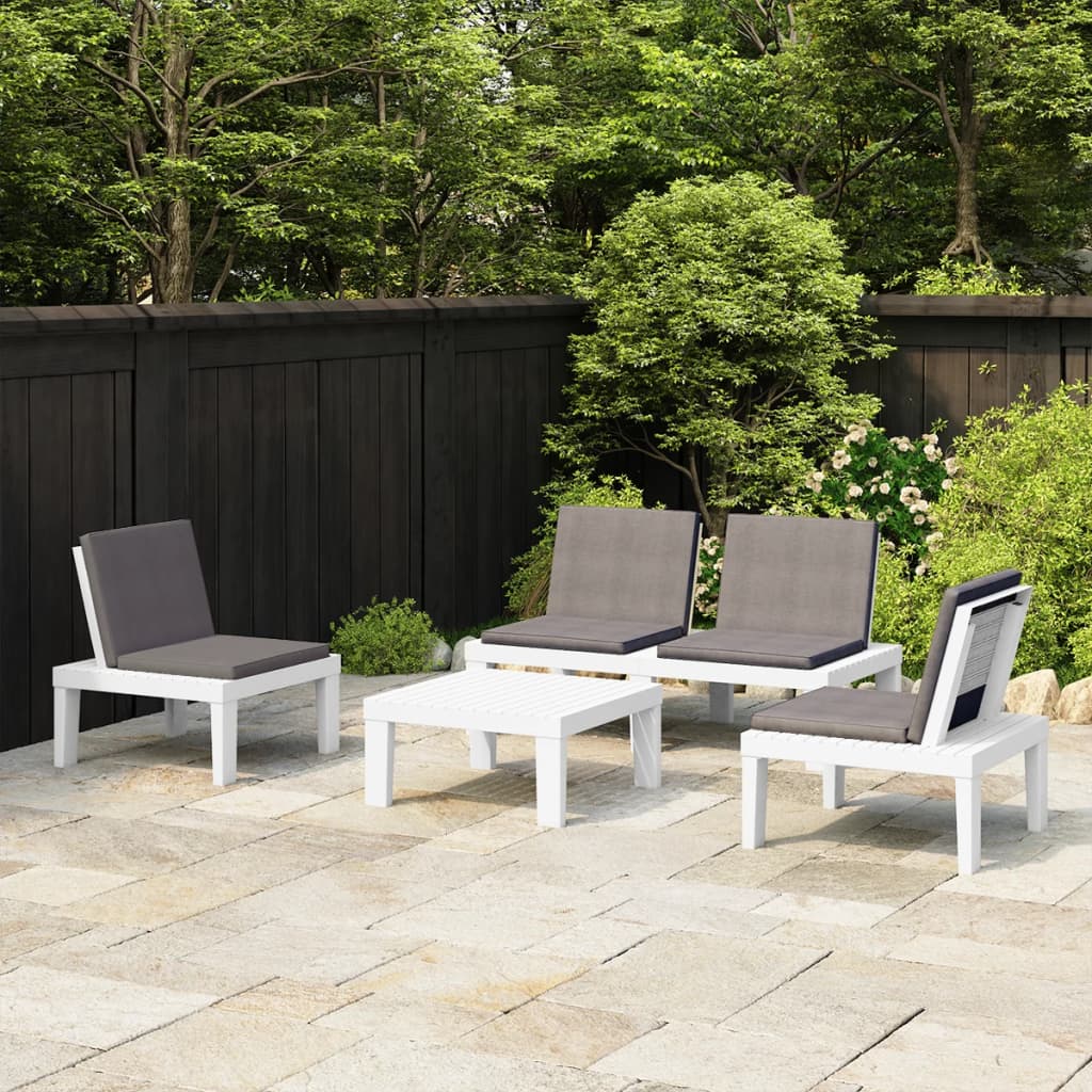 4-Tlg. Garten-Lounge-Set Mit Kissen Kunststoff