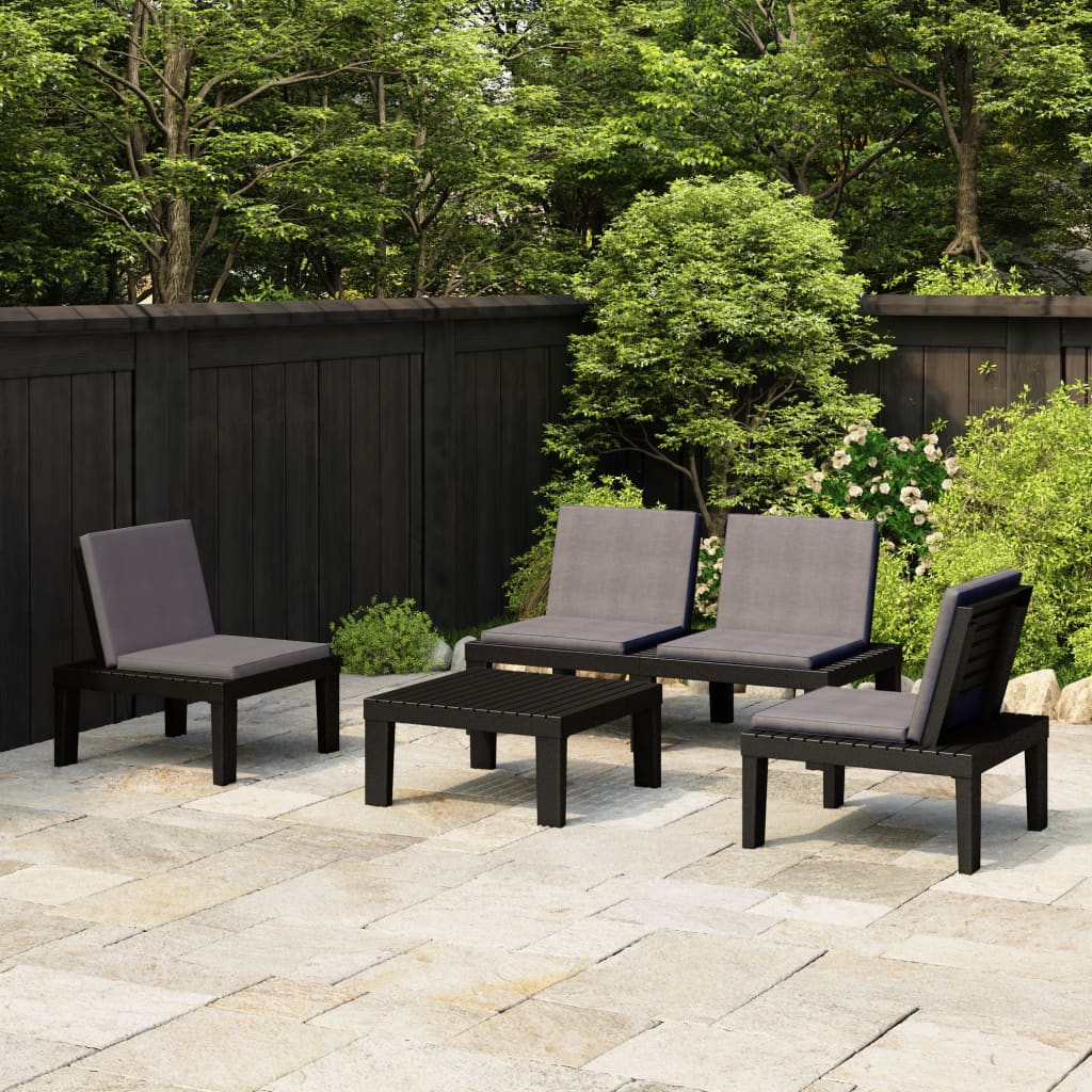 4-Tlg. Garten-Lounge-Set Mit Kissen Kunststoff