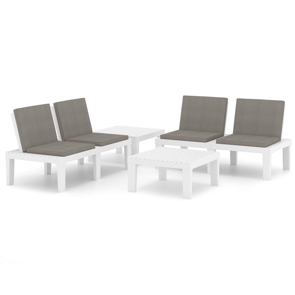 4-Tlg. Garten-Lounge-Set Mit Auflagen Kunststoff