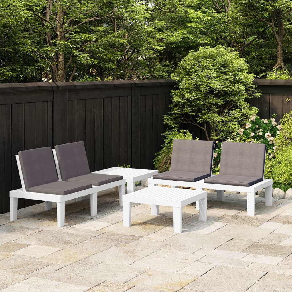 4-Tlg. Garten-Lounge-Set Mit Auflagen Kunststoff