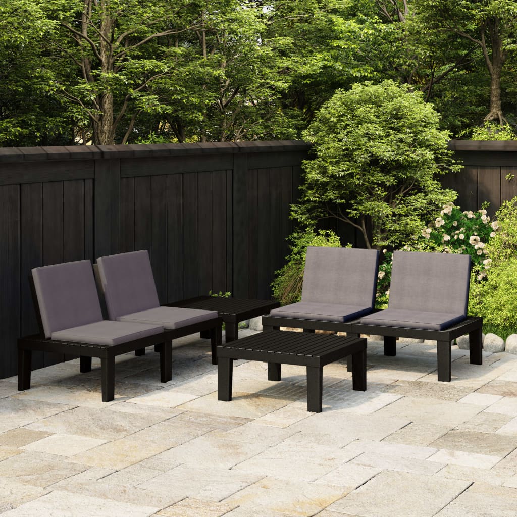 4-Tlg. Garten-Lounge-Set Mit Auflagen Kunststoff