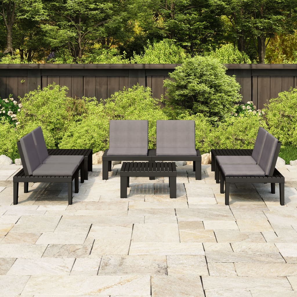 4-Tlg. Garten-Lounge-Set Mit Auflagen Kunststoff