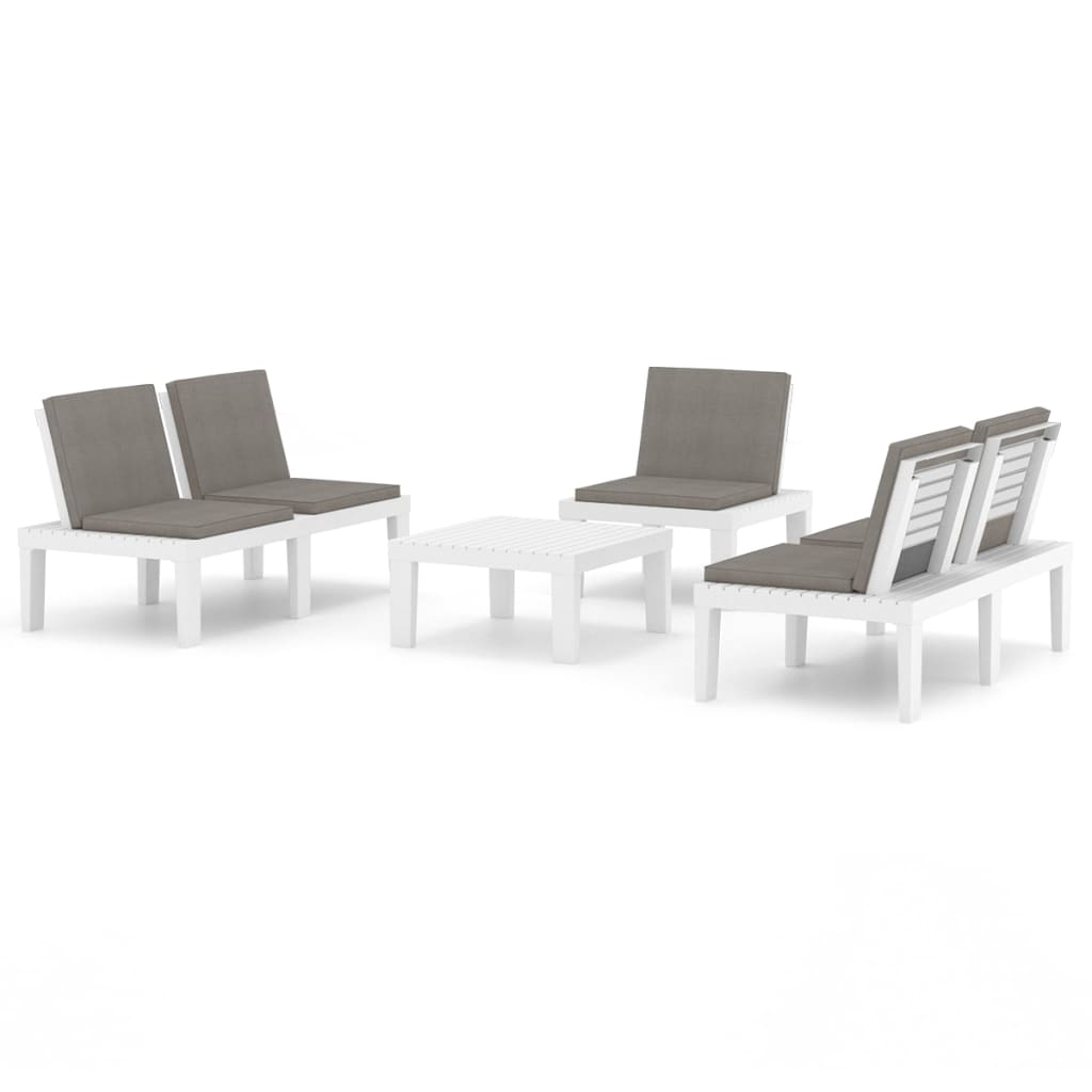 4-Tlg. Garten-Lounge-Set Mit Kissen Kunststoff