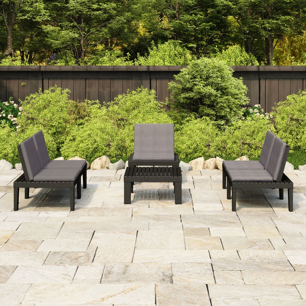 4-Tlg. Garten-Lounge-Set Mit Kissen Kunststoff