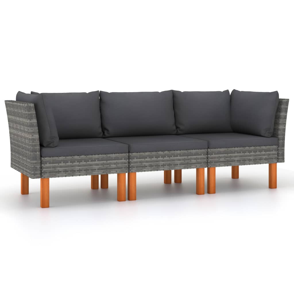 -Gartensofa Mit Kissen Poly Rattan Grau