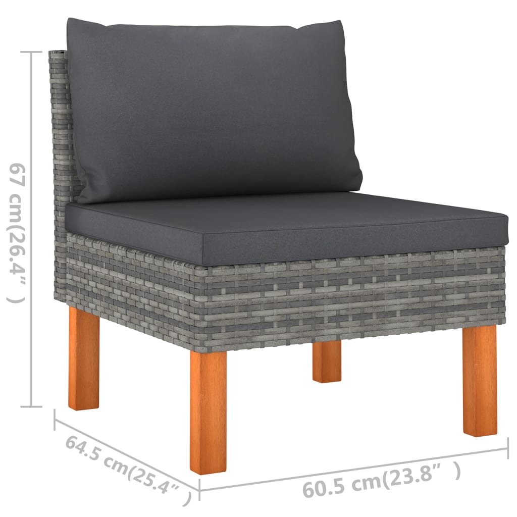 -Gartensofa Mit Kissen Poly Rattan Grau