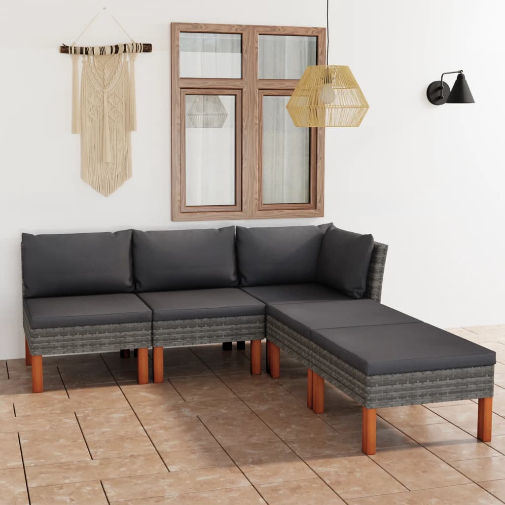 -Gartensofa Mit Kissen Poly Rattan Grau