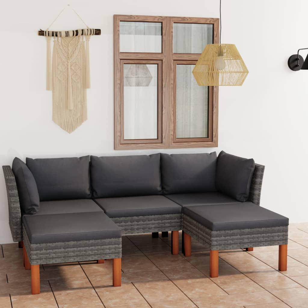 -Gartensofa Mit Kissen Poly Rattan Grau