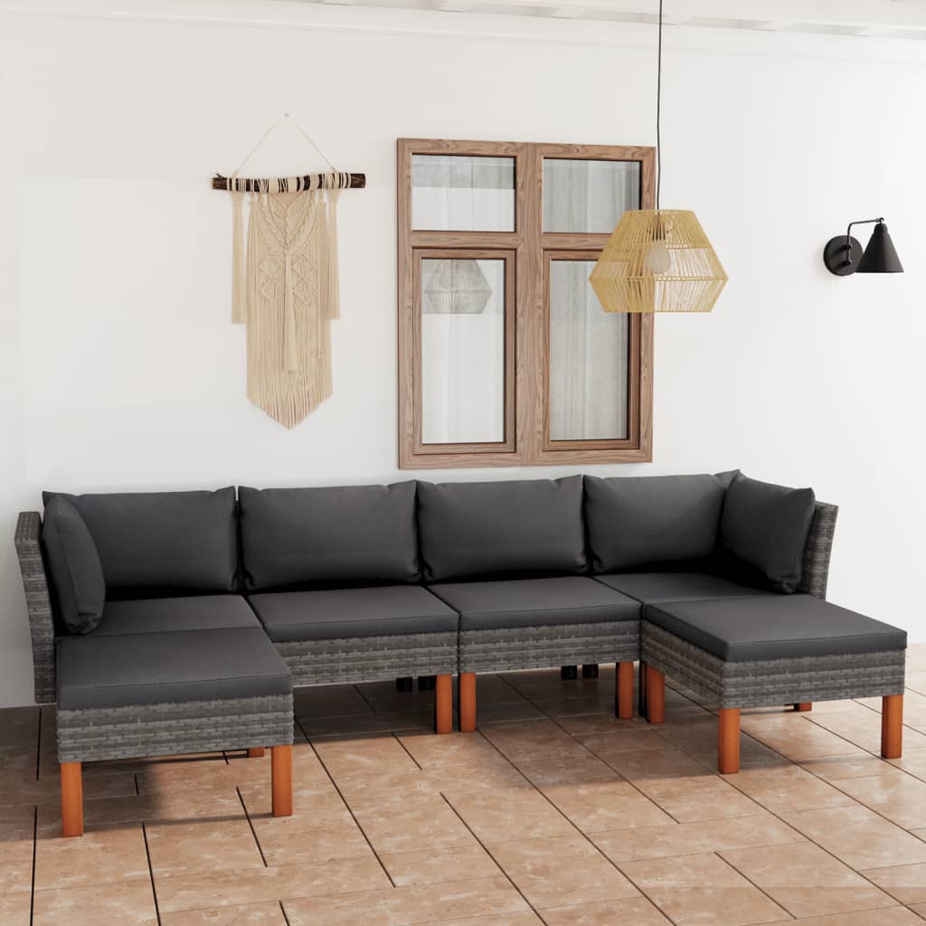 -Gartensofa Mit Kissen Poly Rattan Grau