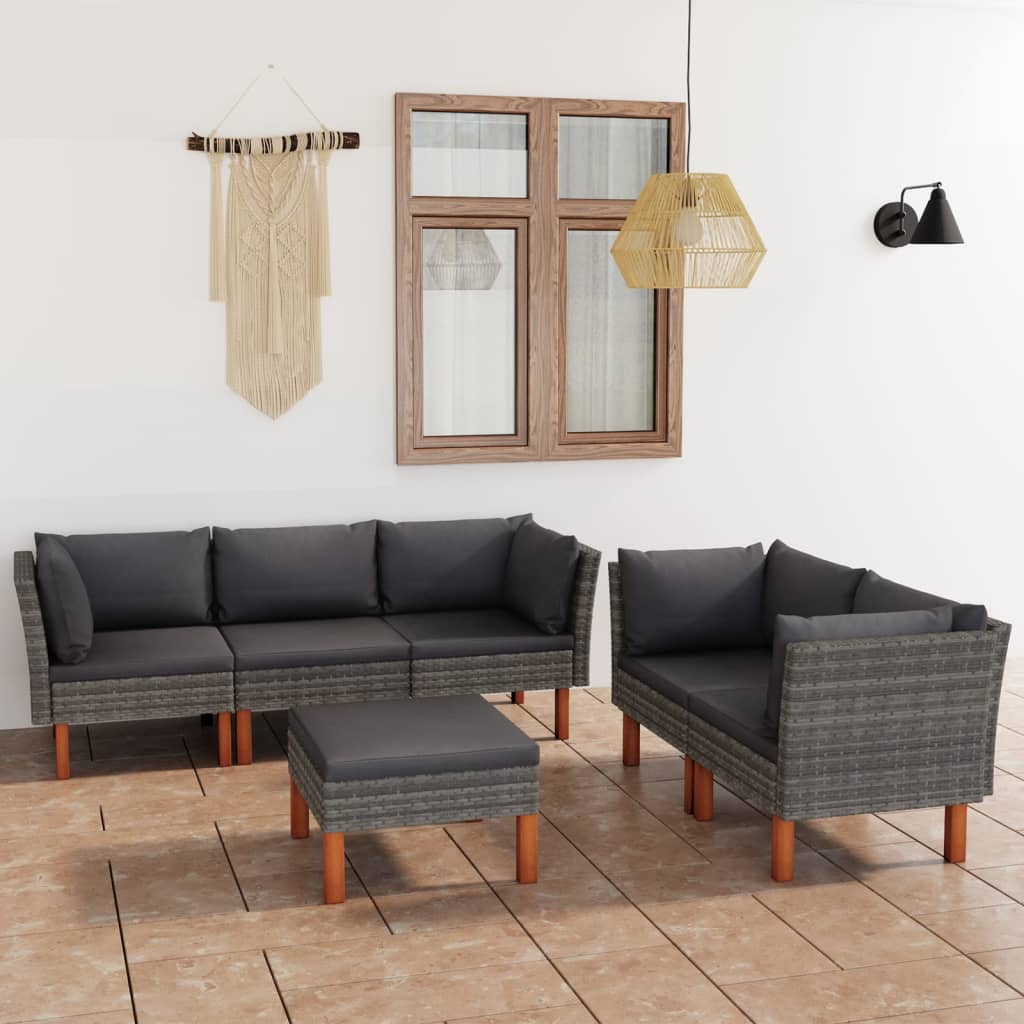 -Gartensofa Mit Kissen Poly Rattan Grau