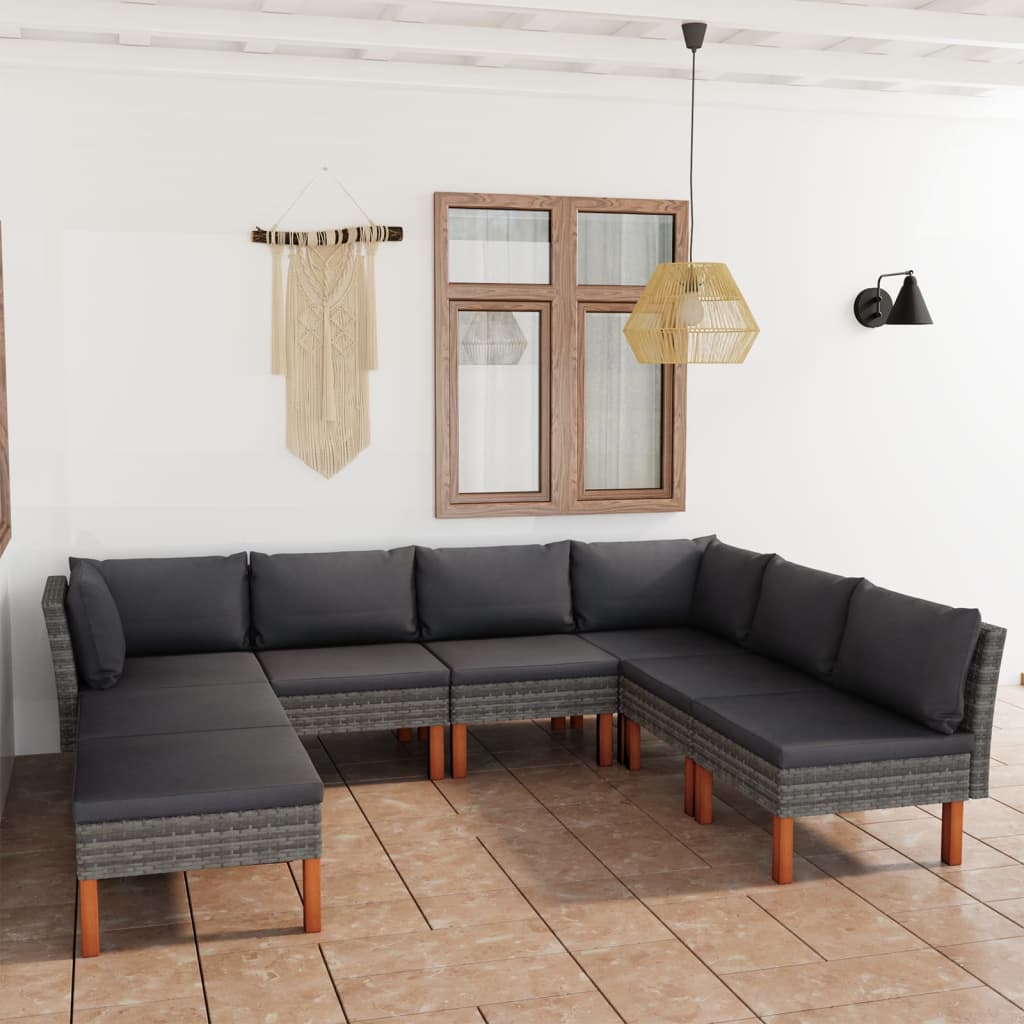 -Gartensofa Mit Kissen Poly Rattan Grau