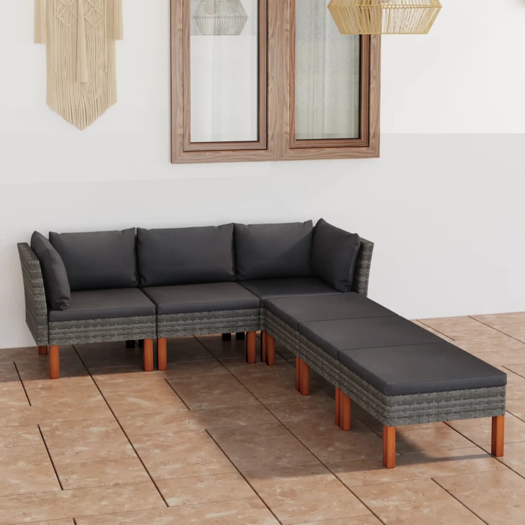 -Gartensofa Mit Kissen Poly Rattan Grau