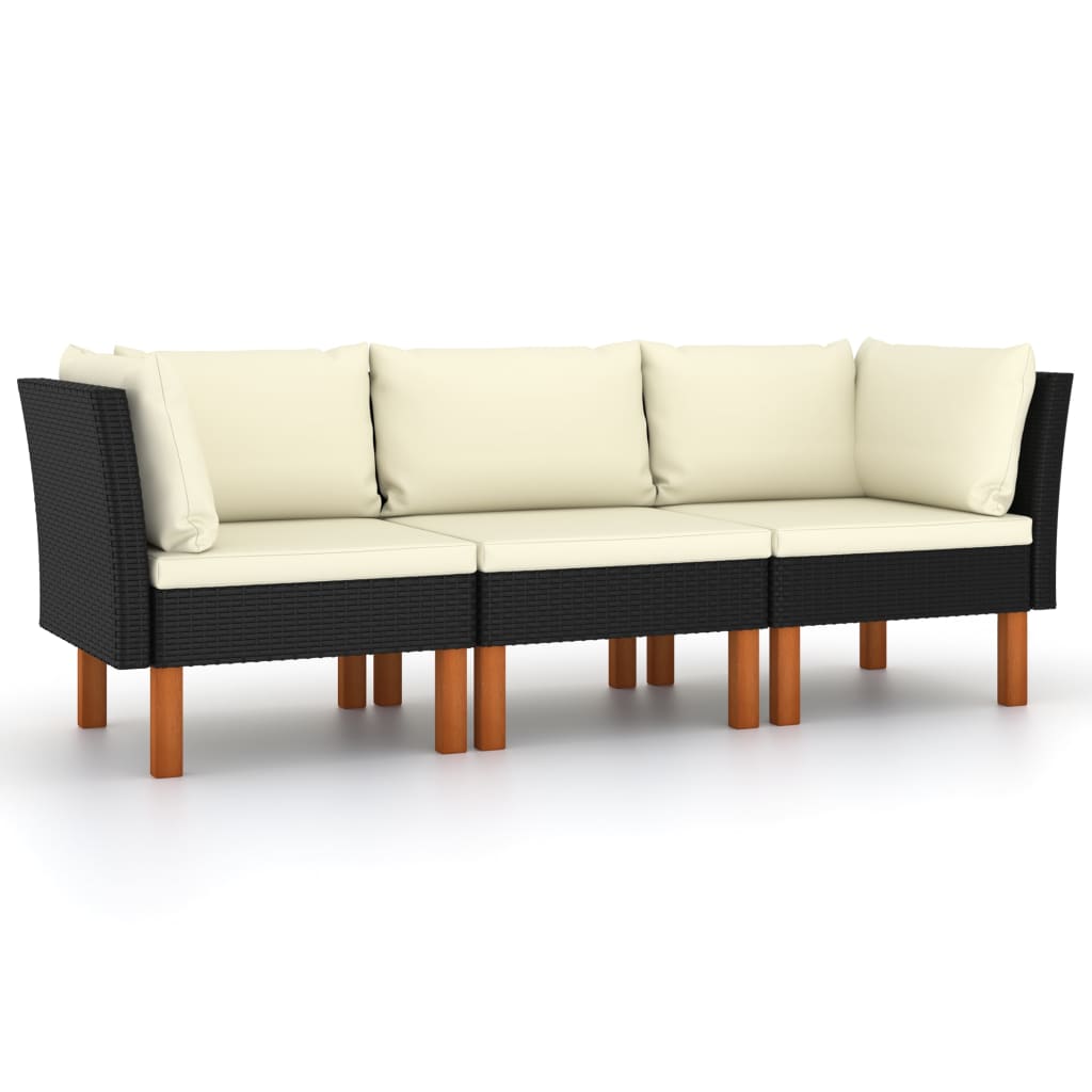 -Gartensofa Mit Kissen Poly Rattan Schwarz