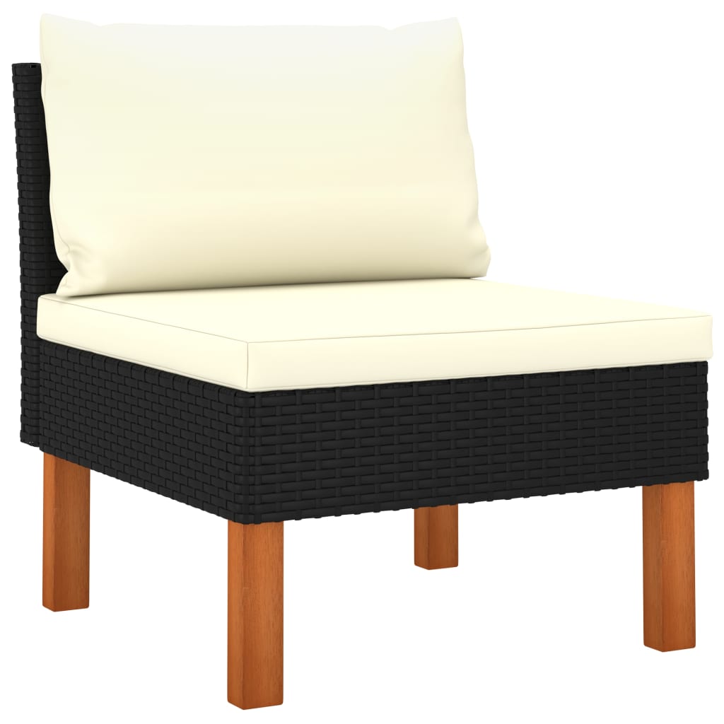 -Gartensofa Mit Kissen Poly Rattan Schwarz