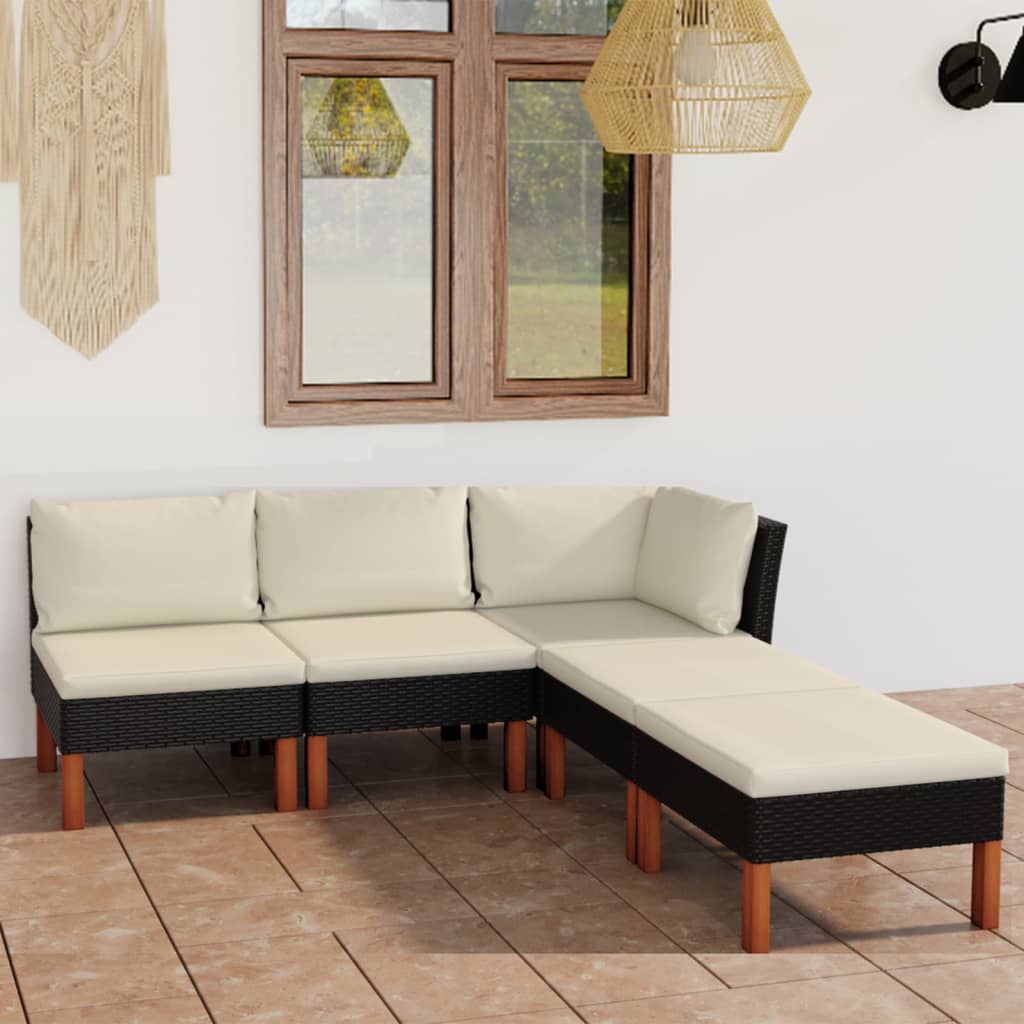 -Gartensofa Mit Kissen Poly Rattan Schwarz