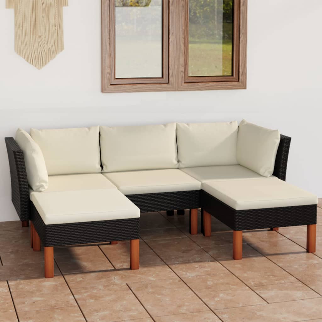 -Gartensofa Mit Kissen Poly Rattan Schwarz