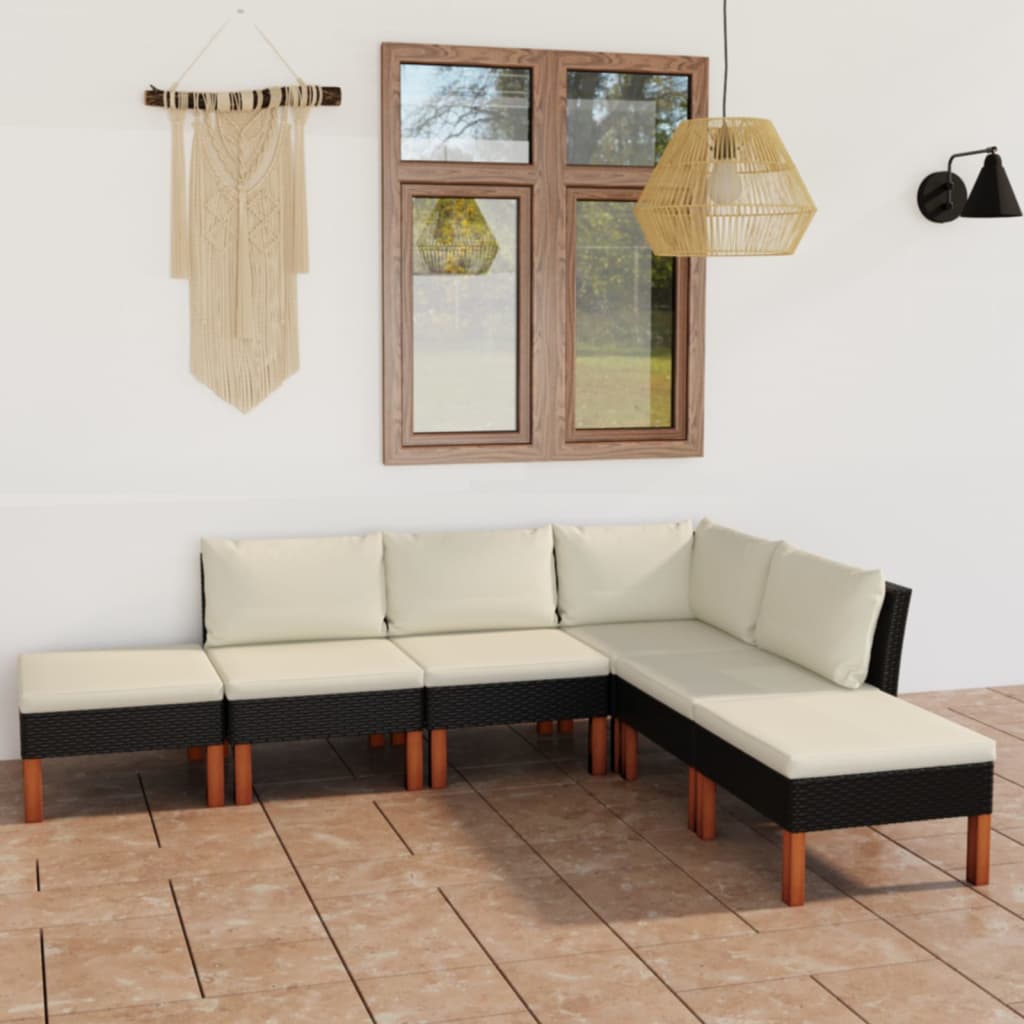 -Gartensofa Mit Kissen Poly Rattan Schwarz