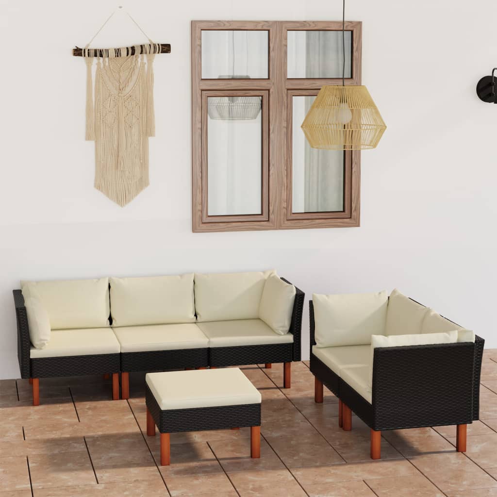 -Gartensofa Mit Kissen Poly Rattan Schwarz