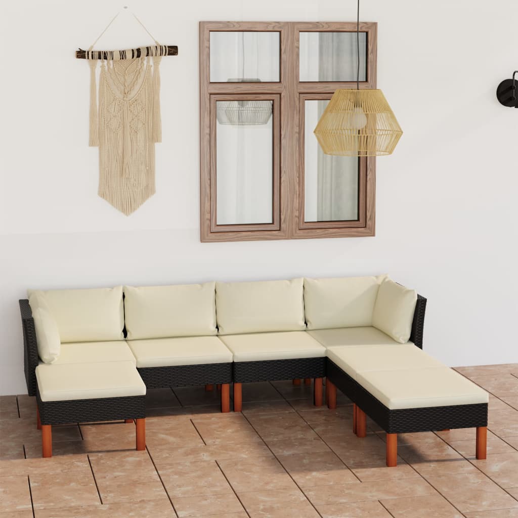 -Gartensofa Mit Kissen Poly Rattan Schwarz