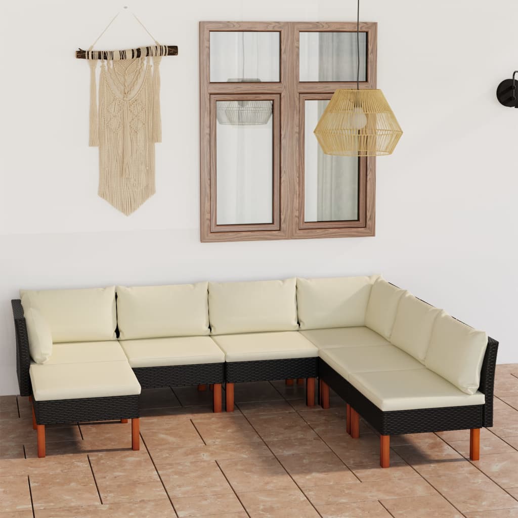 -Gartensofa Mit Kissen Poly Rattan Schwarz