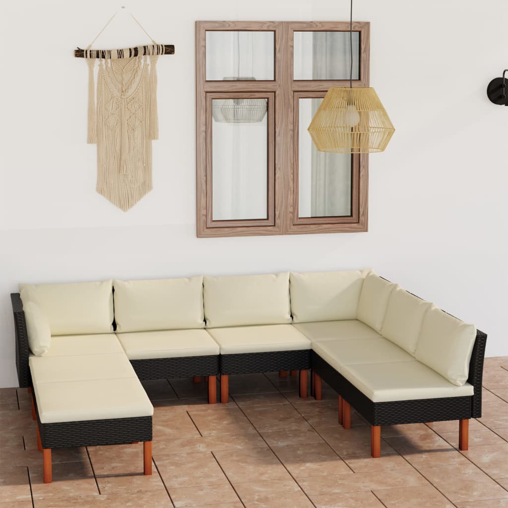 -Gartensofa Mit Kissen Poly Rattan Schwarz